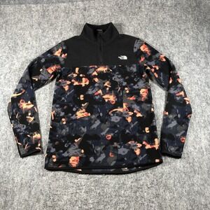The North Face Fleece Pullover Womens S Black Camo 1/4 Zip Outdoor Jacket